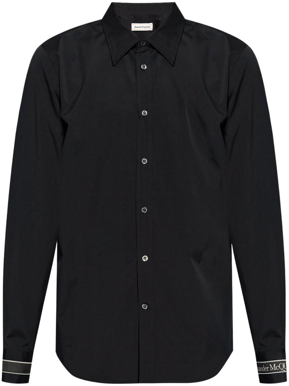 ALEXANDER MCQUEEN Men's Black Camera Strap Poplin Shirt for FW24