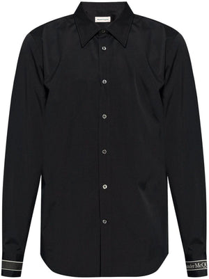 ALEXANDER MCQUEEN Men's Black Camera Strap Poplin Shirt for FW24