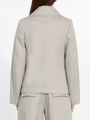 BOTTEGA VENETA Classic Double-Breasted Peacoat in Light Beige Cotton