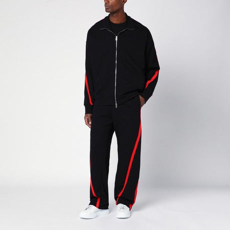 ALEXANDER MCQUEEN Modern Urban Zip Sweatshirt in Black with Red Accent