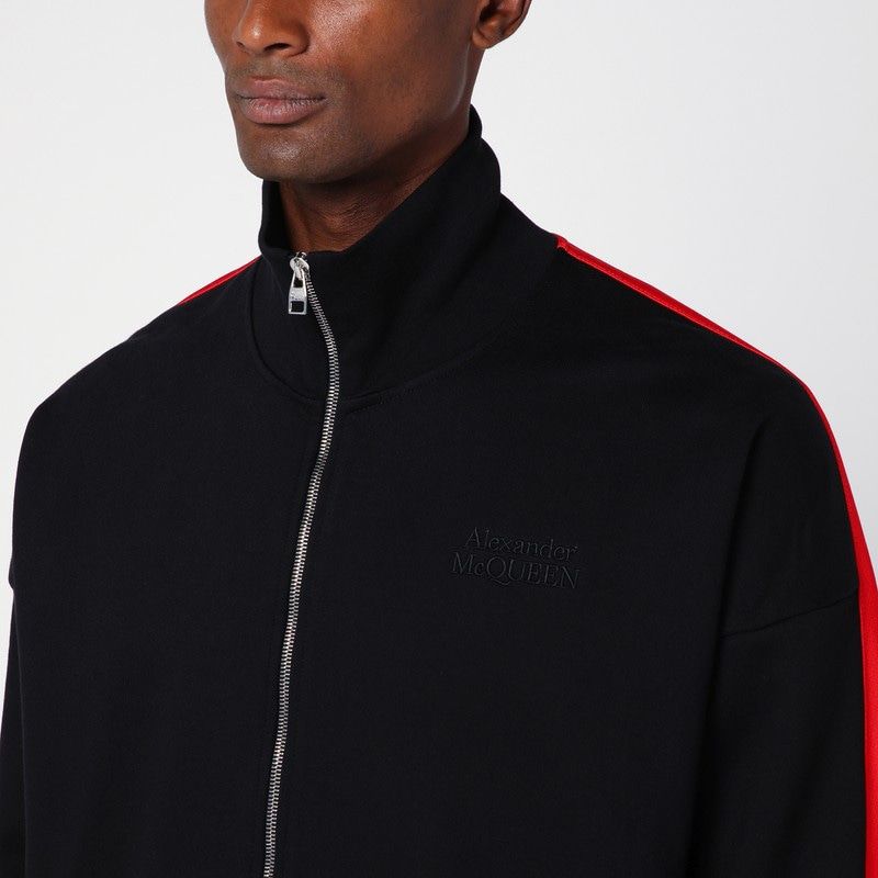 ALEXANDER MCQUEEN Modern Urban Zip Sweatshirt in Black with Red Accent