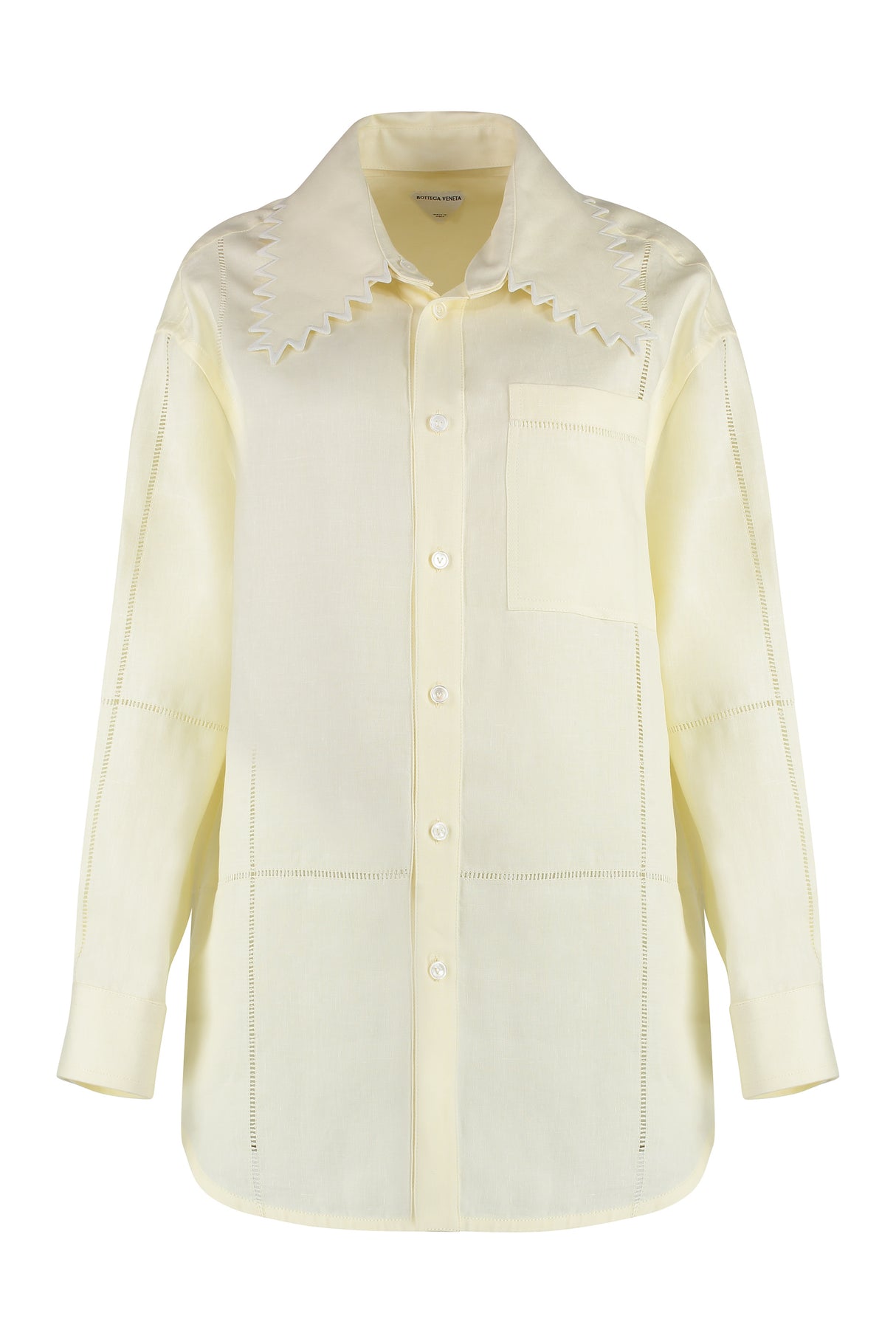 BOTTEGA VENETA Yellow Linen Shirt with Front Pocket for Women - SS24