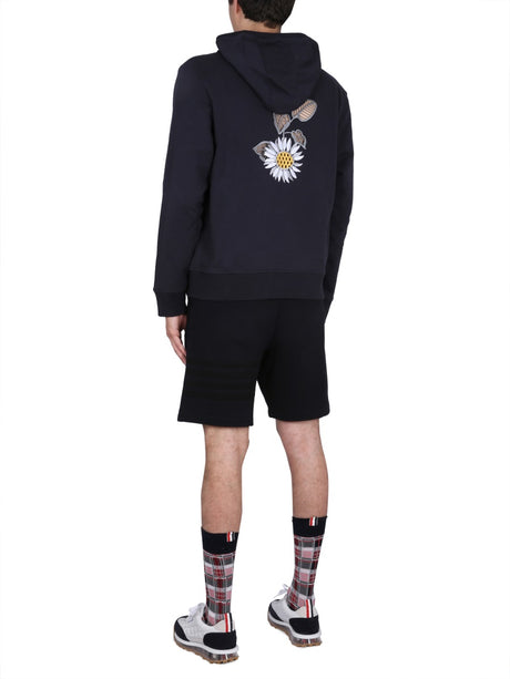 THOM BROWNE Embroidered Hoodie with Drawstring