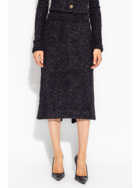 BALENCIAGA Chic Black Tweed Midi Skirt