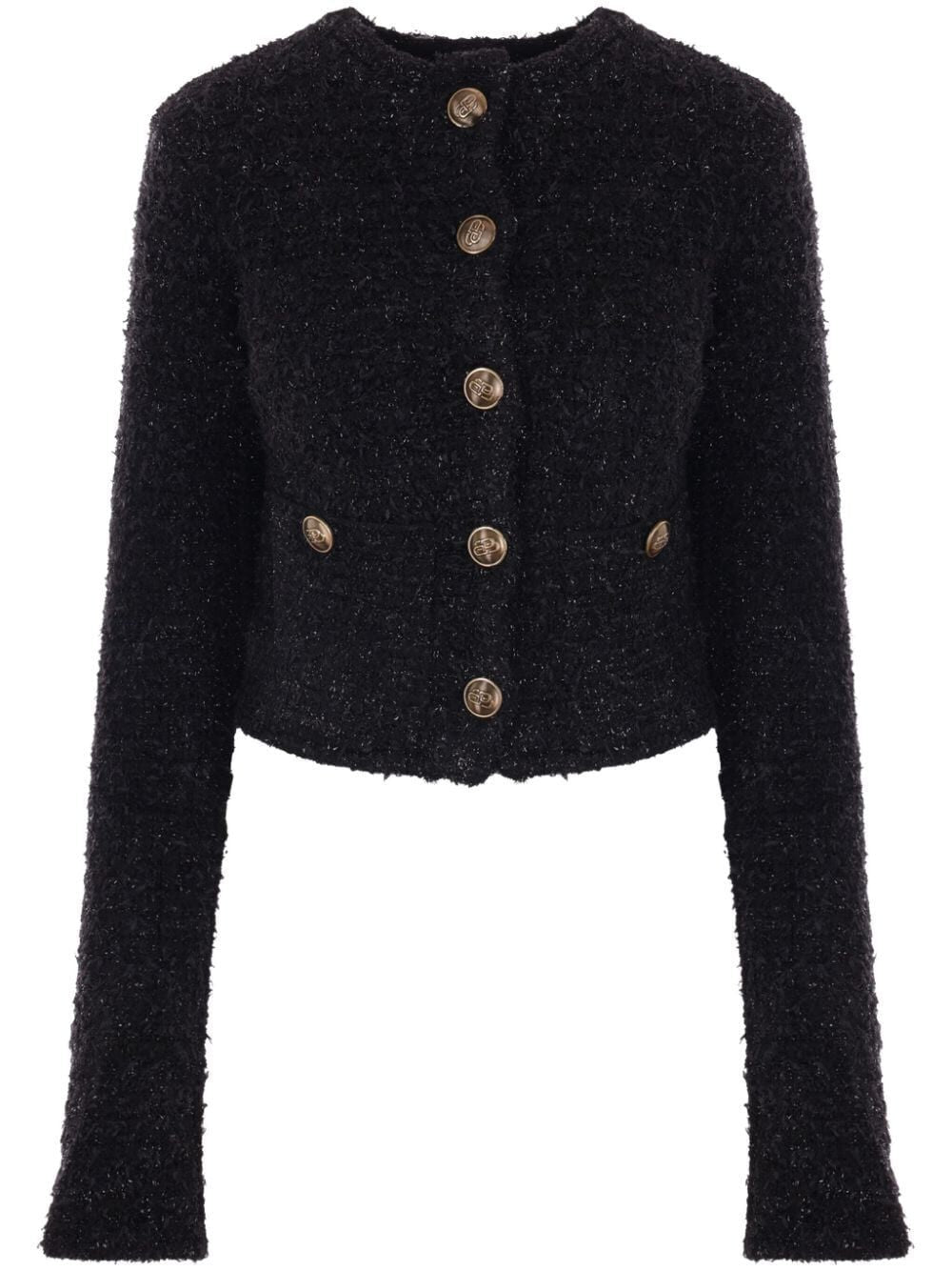 BALENCIAGA Chic Cropped Cardigan with Embossed Buttons