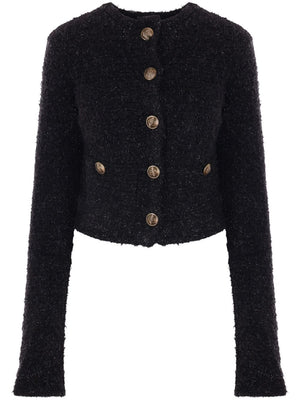 BALENCIAGA Chic Cropped Cardigan with Embossed Buttons