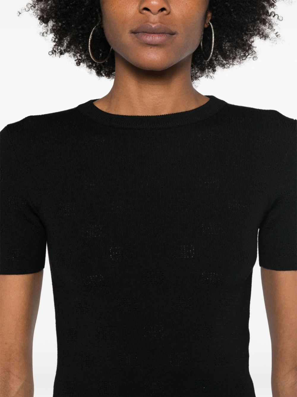 BALENCIAGA Perforated Logo Black Sweater - Women's Size Medium