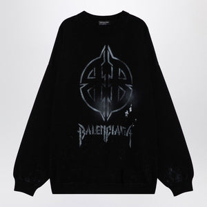 BALENCIAGA Urban Black Cotton Blend Crew-Neck Sweater