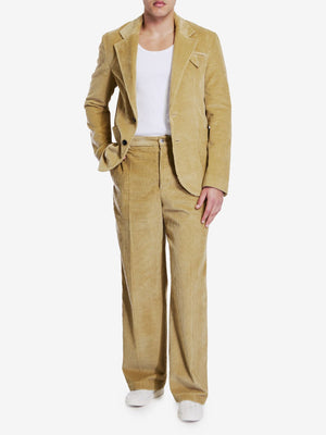 BOTTEGA VENETA Beige Corduroy Straight-Leg Trousers