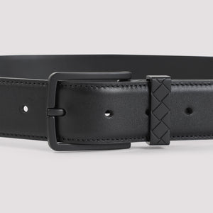 BOTTEGA VENETA Intreccio Leather Belt - 3.5CM Width