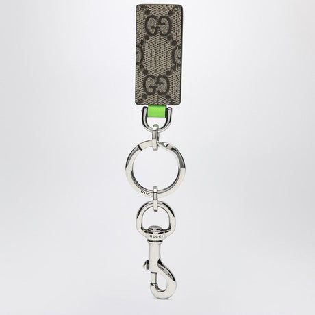 GUCCI Mini Supreme Fabric Key Ring with Leather Details