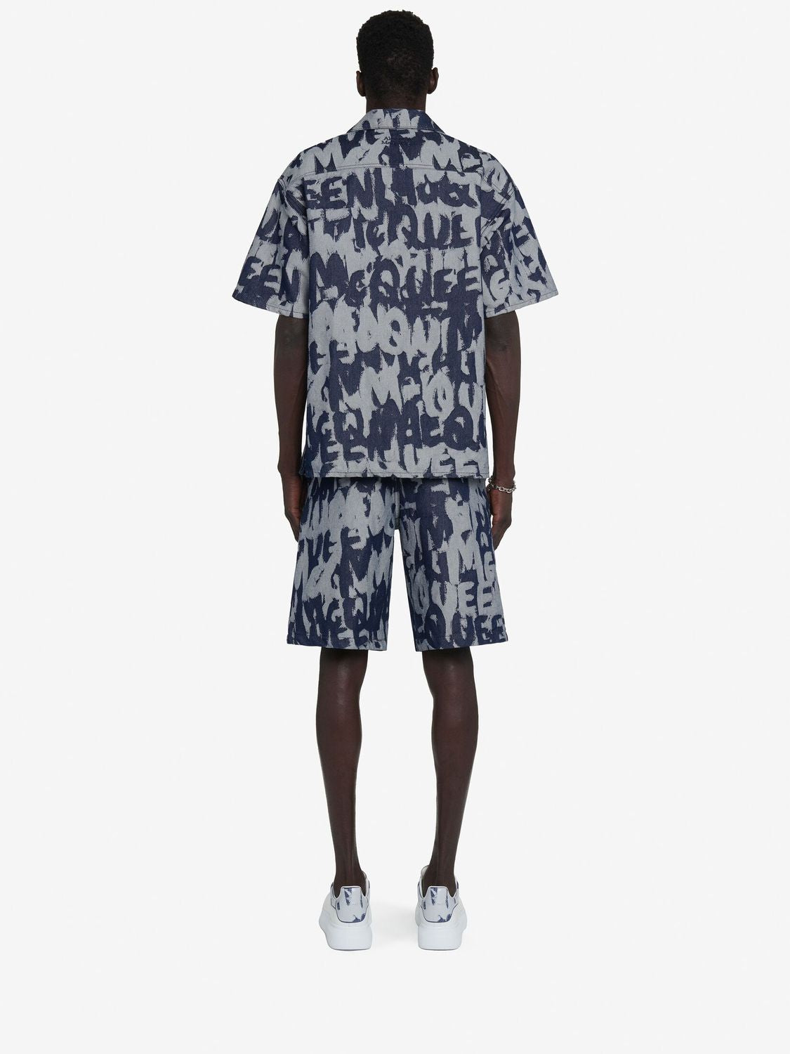 ALEXANDER MCQUEEN Hawaiian Denim Shirt with Graffiti Print