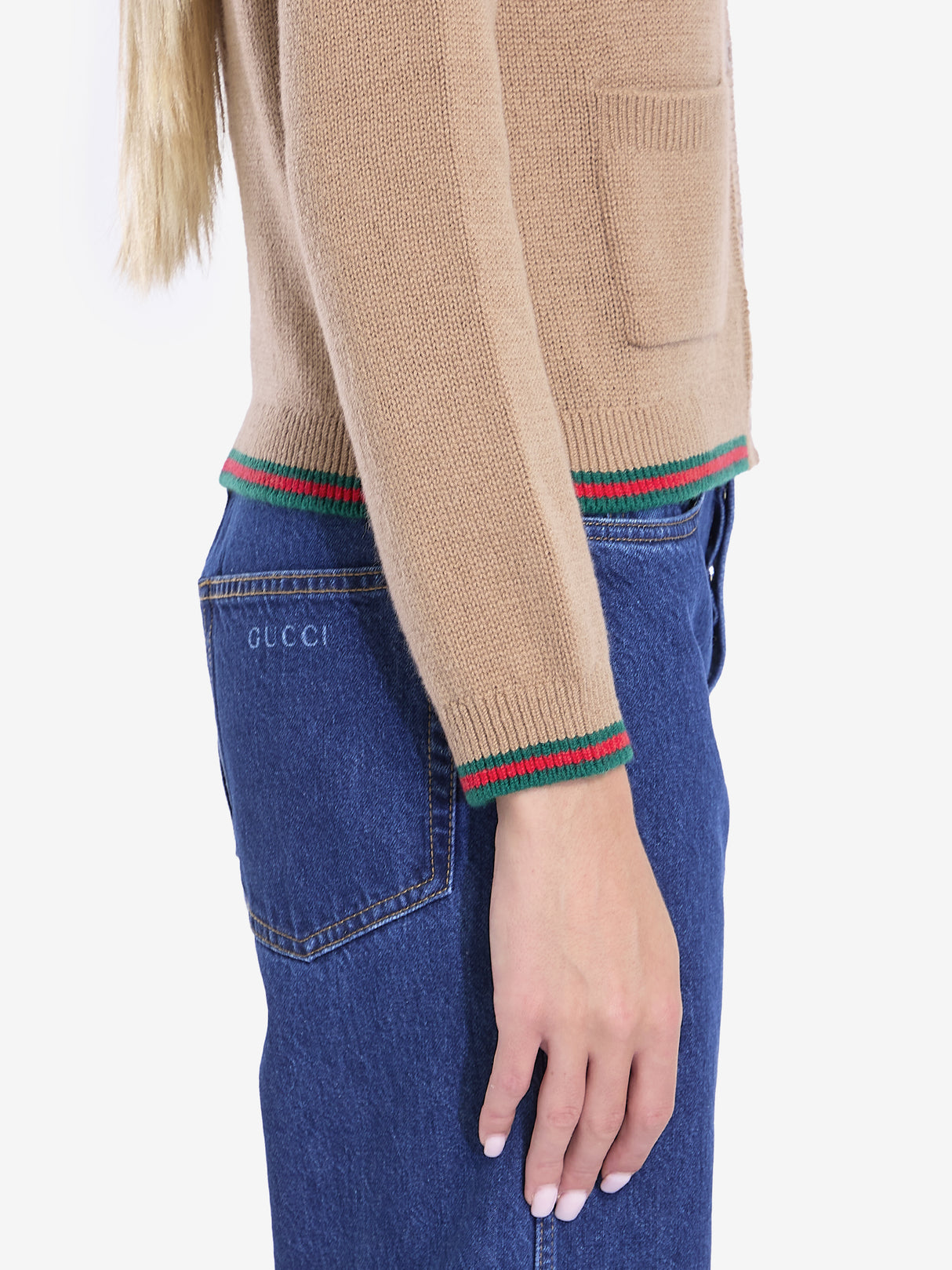 Áo Cardigan Cashmere Tay Dài Có Viền Mạng