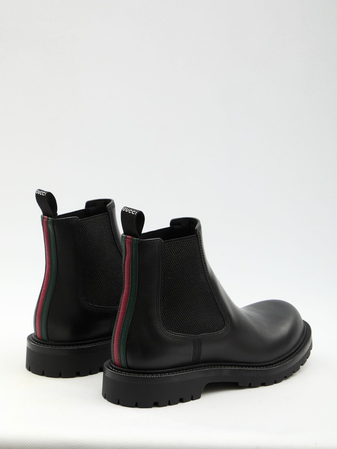 GUCCI Men's Chelsea Boots with Elegant Web Detail