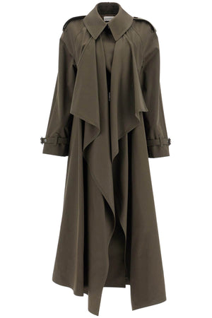 ALEXANDER MCQUEEN Elegant Double-Breasted Trench Coat with Draped Detailing