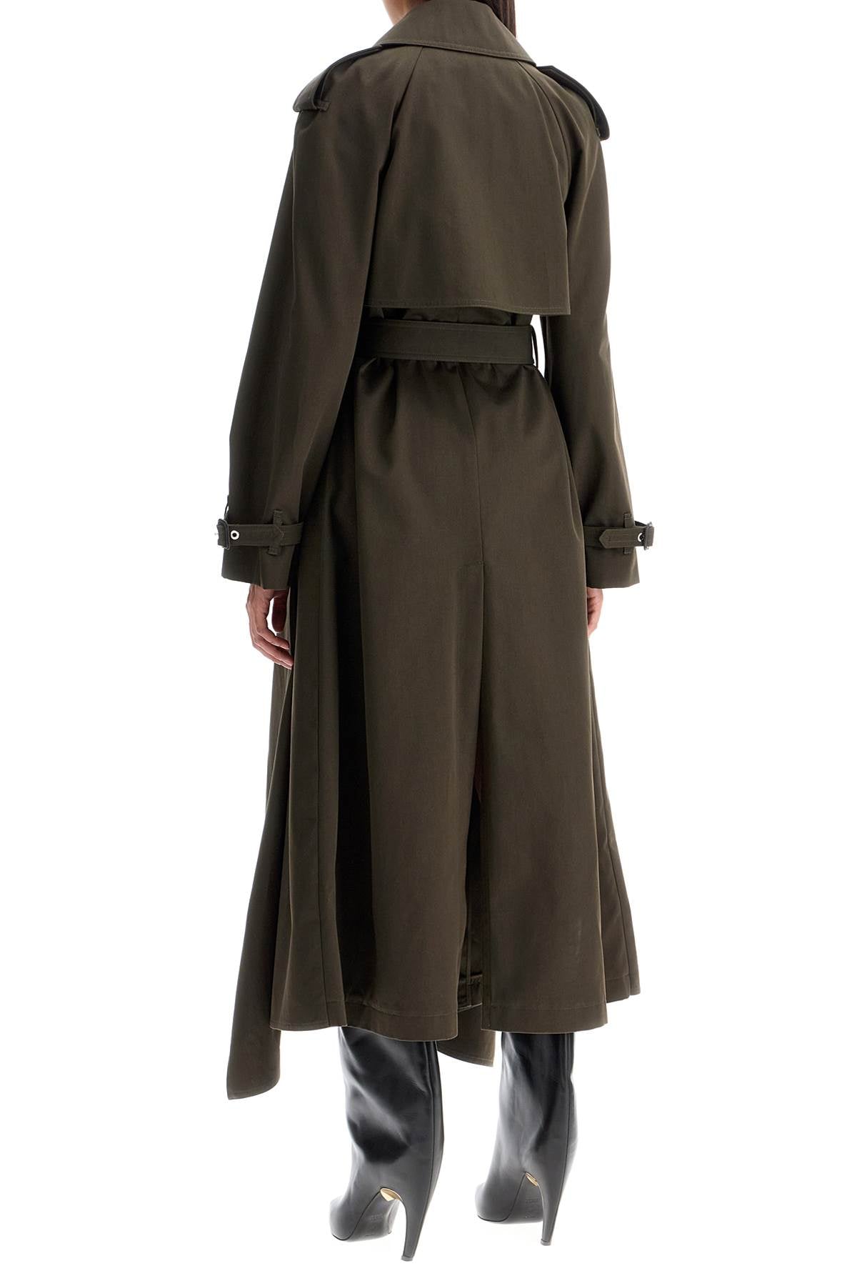 ALEXANDER MCQUEEN Elegant Double-Breasted Trench Coat with Draped Detailing