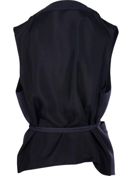 BOTTEGA VENETA Elegant Blue Wool Vest with Belt