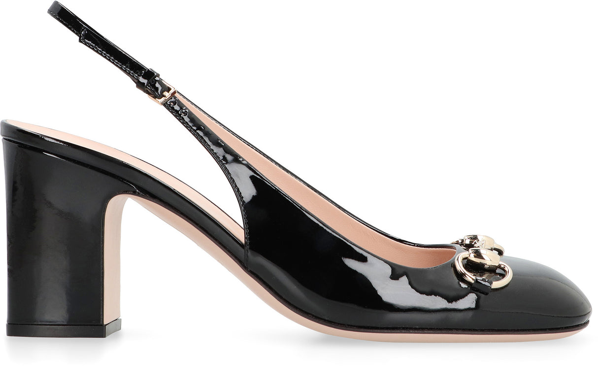 GUCCI Elegant Patent Leather Slingback Pumps