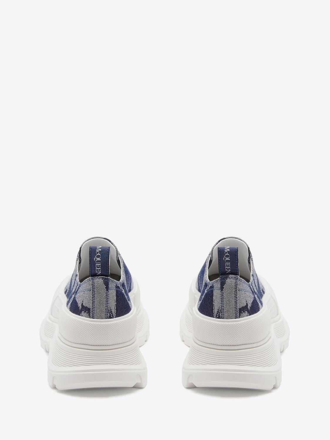 ALEXANDER MCQUEEN Graffiti Trad Slick Lace Up Sneakers for Men in Indigo and White