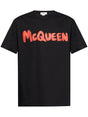 ALEXANDER MCQUEEN Men's Black 100% Cotton Ribbed Crew-Neck T-Shirt