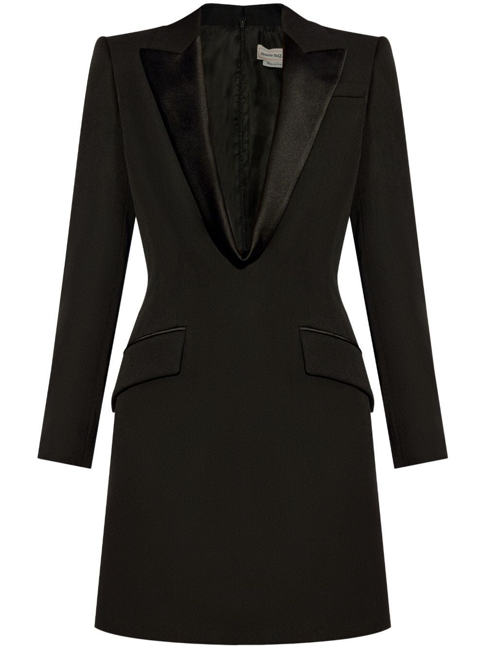 ALEXANDER MCQUEEN Elegant Peak Lapel Wool Mini Dress