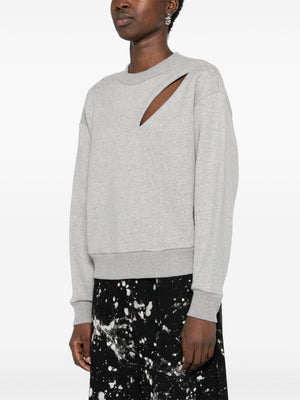 ALEXANDER MCQUEEN Crew Neck Grey Cotton Sweater for Women - FW24