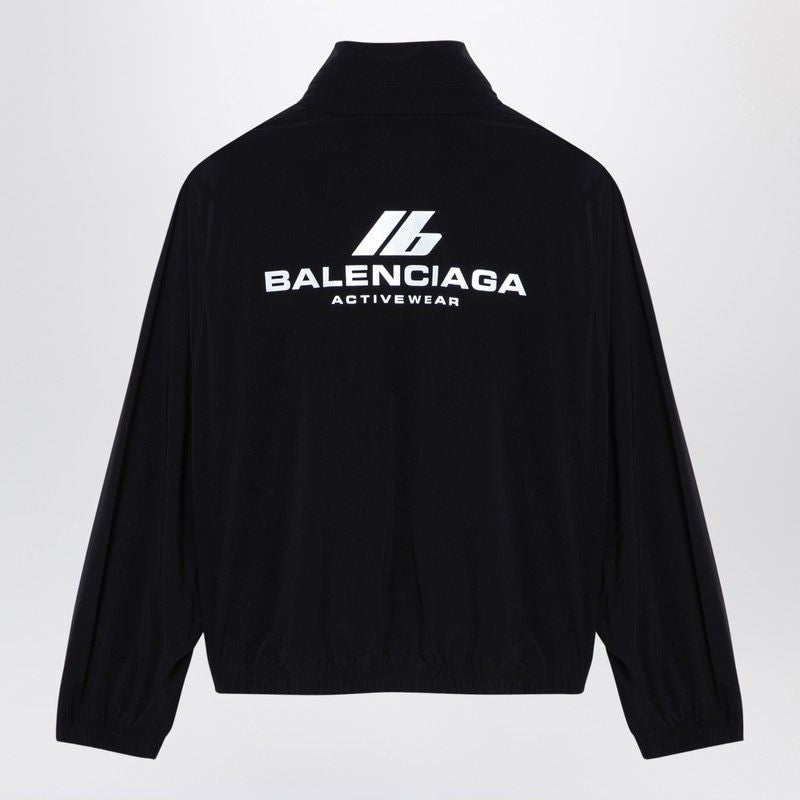 BALENCIAGA Sleek Black Nylon Stretch Windbreaker Jacket