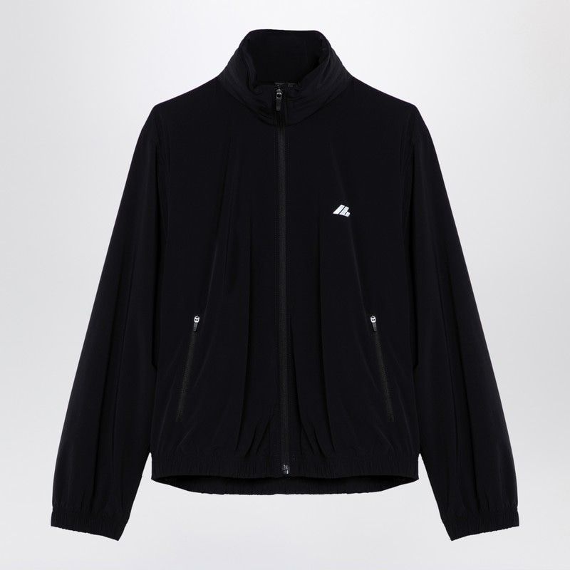 BALENCIAGA Sleek Black Nylon Stretch Windbreaker Jacket