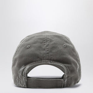 BALENCIAGA Distressed Grey Cotton Baseball Cap