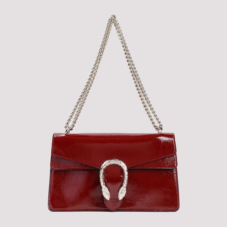 GUCCI Elegant Red Leather Shoulder Bag with Chain Strap, 28x16 cm