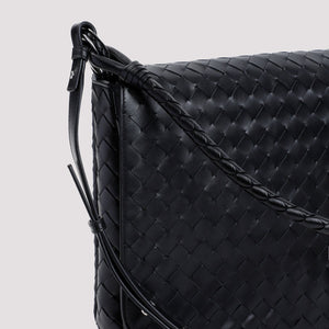 BOTTEGA VENETA Intrecciato Avenue Black Leather Crossbody Handbag 35x24x7cm