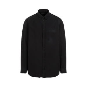 BALENCIAGA Men's Long Sleeve Cocoon Shirt in Black