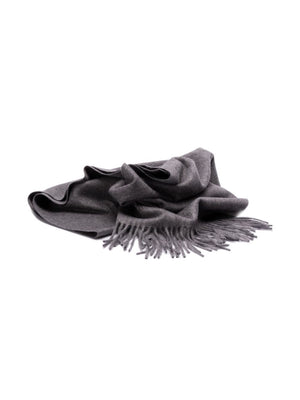 SAINT LAURENT Cashmere Fringed Scarf - Anthracite Grey