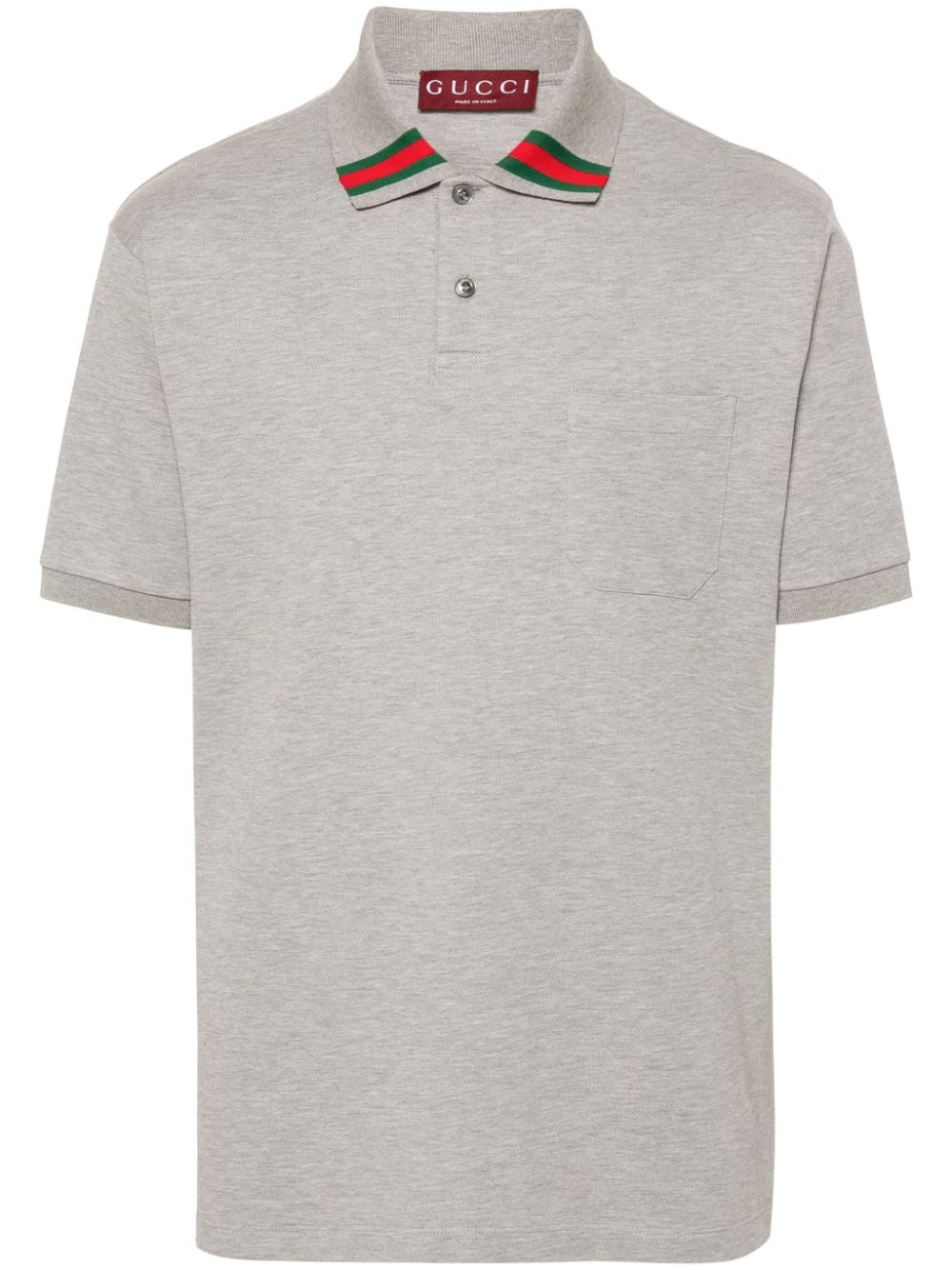 GUCCI Elegant Grey Polo with Signature Stripe Detail