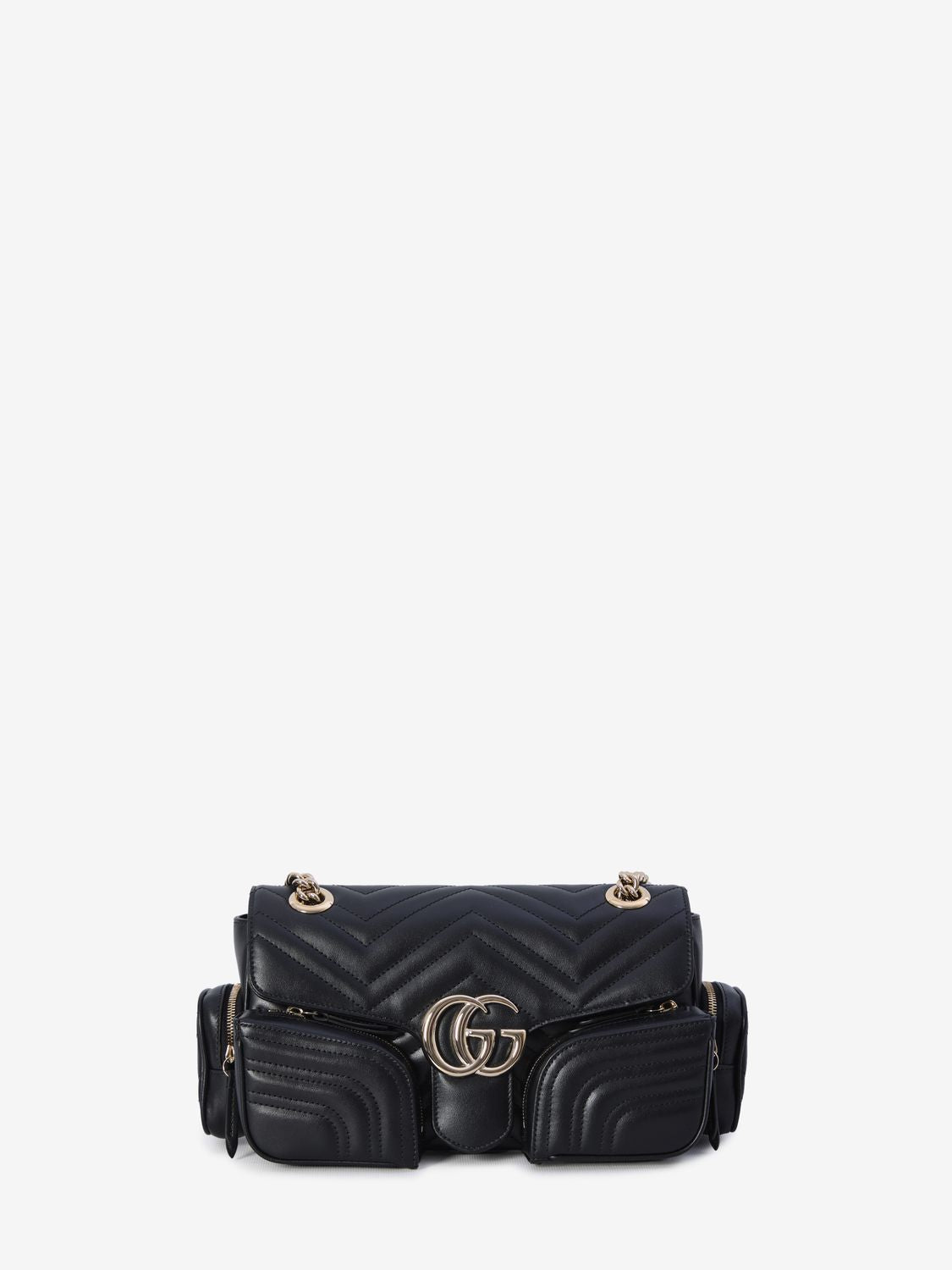 GUCCI Mini Chevron Quilted Leather Shoulder Bag with Multi-Pocket Design - 25.5x15x7cm