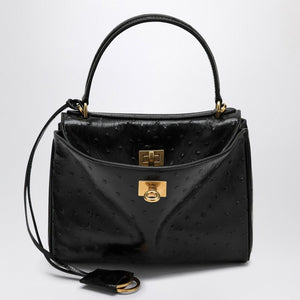 BALENCIAGA  OSTRICH-EFFECT BLACK SMALL RODEO Handbag