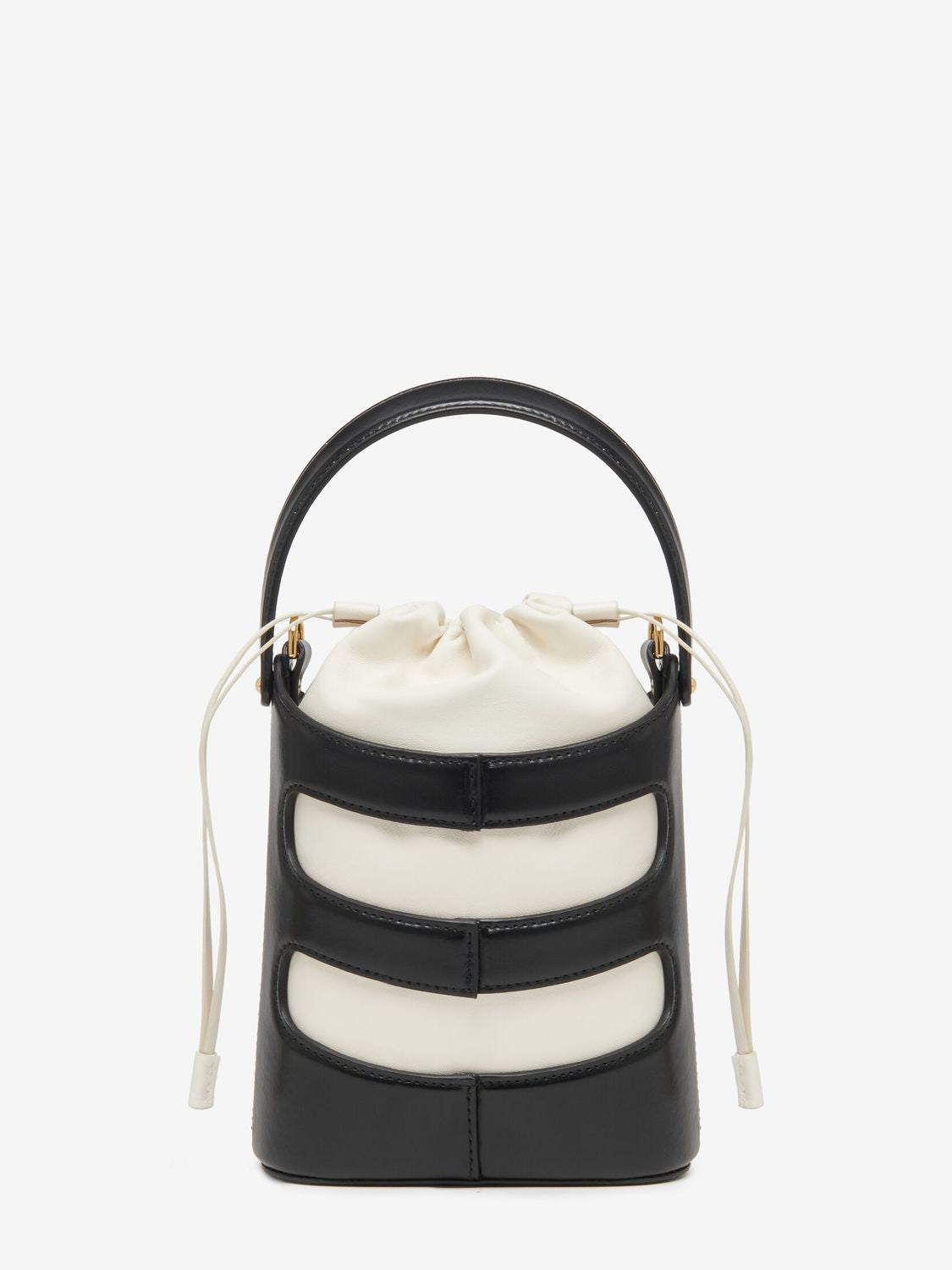 ALEXANDER MCQUEEN Mini Rise Black Leather Bucket Bag for Women FW24