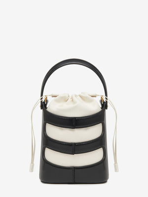 ALEXANDER MCQUEEN Mini Rise Black Leather Bucket Bag for Women FW24