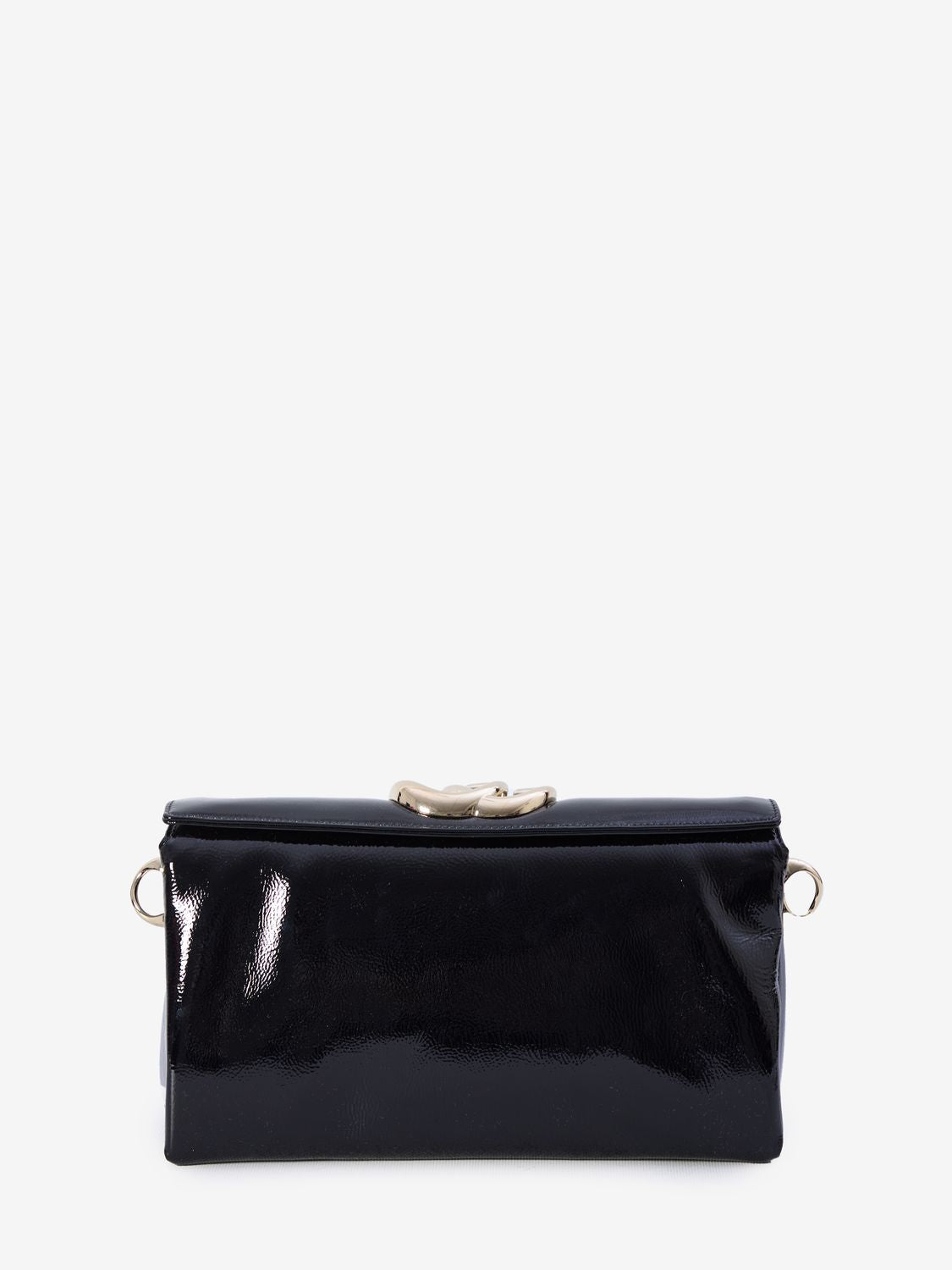 GUCCI Elegant Mini Shoulder Bag with Iconic Double G - Black Patent Leather (29x15.5x9 cm)