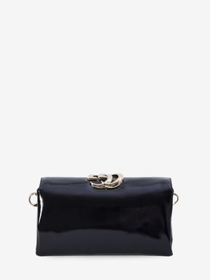 GUCCI Elegant Mini Shoulder Bag with Iconic Double G - Black Patent Leather (29x15.5x9 cm)