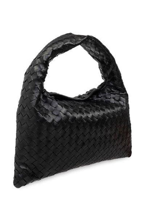 BOTTEGA VENETA 2024秋冬季女士优雅黑色小牛皮中号肩包