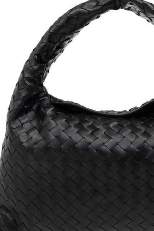 BOTTEGA VENETA 2024秋冬季女士优雅黑色小牛皮中号肩包