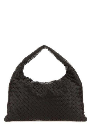 BOTTEGA VENETA 2024秋冬季女士优雅黑色小牛皮中号肩包