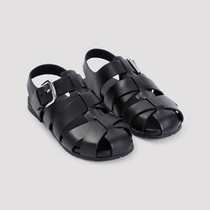 BOTTEGA VENETA Alfie Black Leather Sandal for Men