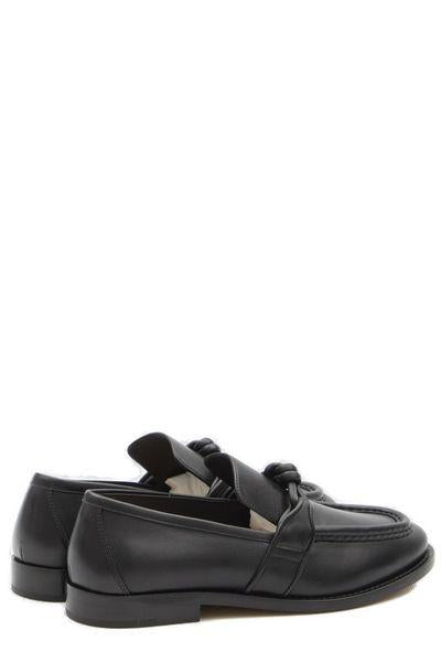 BOTTEGA VENETA Astaire Black Leather Loafers with Knot Detail
