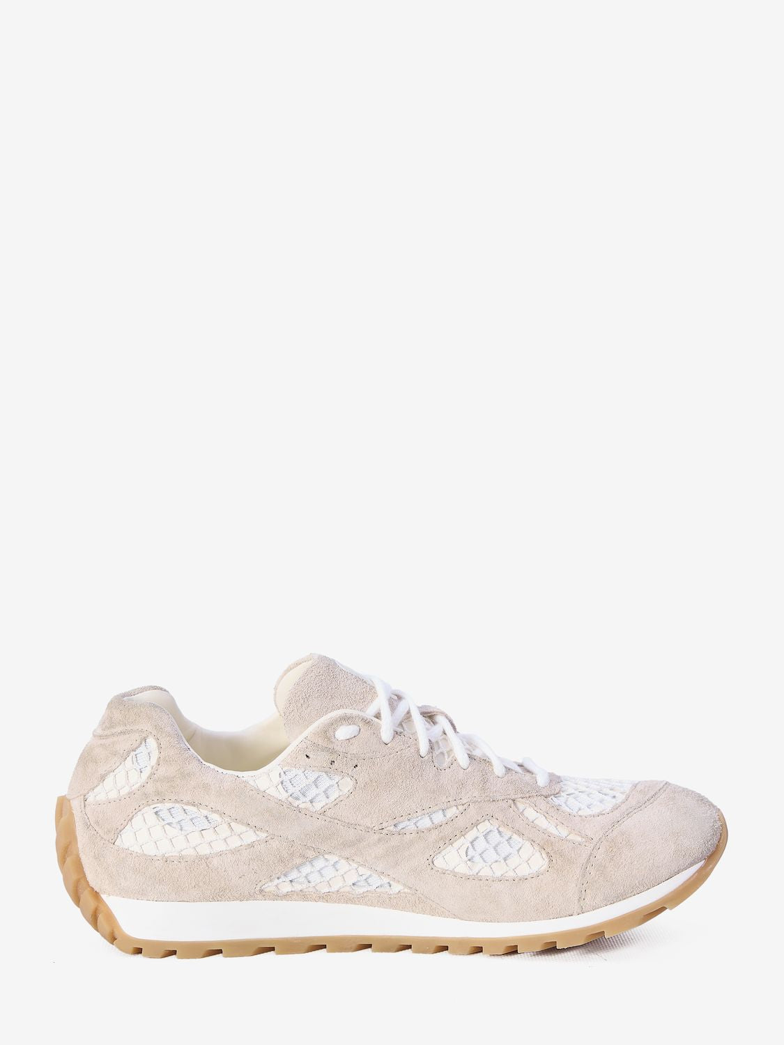 BOTTEGA VENETA Orbit Vintage Suede Sneakers in Beige and Cream