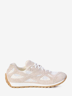 BOTTEGA VENETA Orbit Vintage Suede Sneakers in Beige and Cream