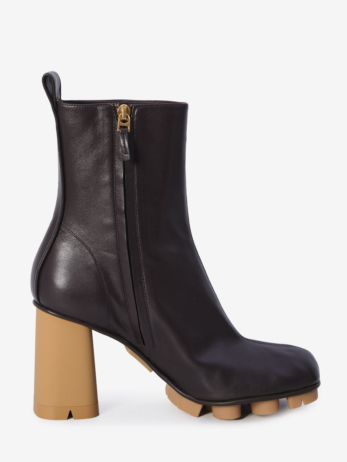 BOTTEGA VENETA Elegant Brown Nappa Leather Ankle Boots with 3.3-inch Heel