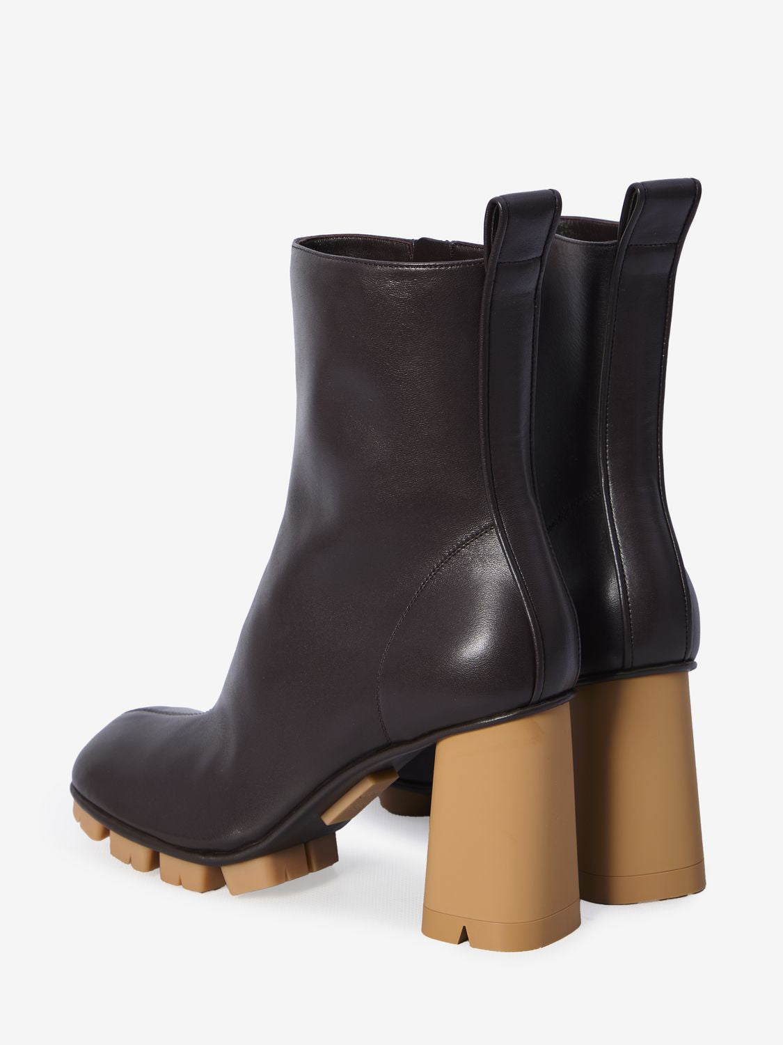 BOTTEGA VENETA Elegant Brown Nappa Leather Ankle Boots with 3.3-inch Heel