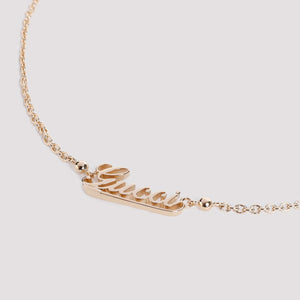 GUCCI Elegant Scripted Brass Necklace